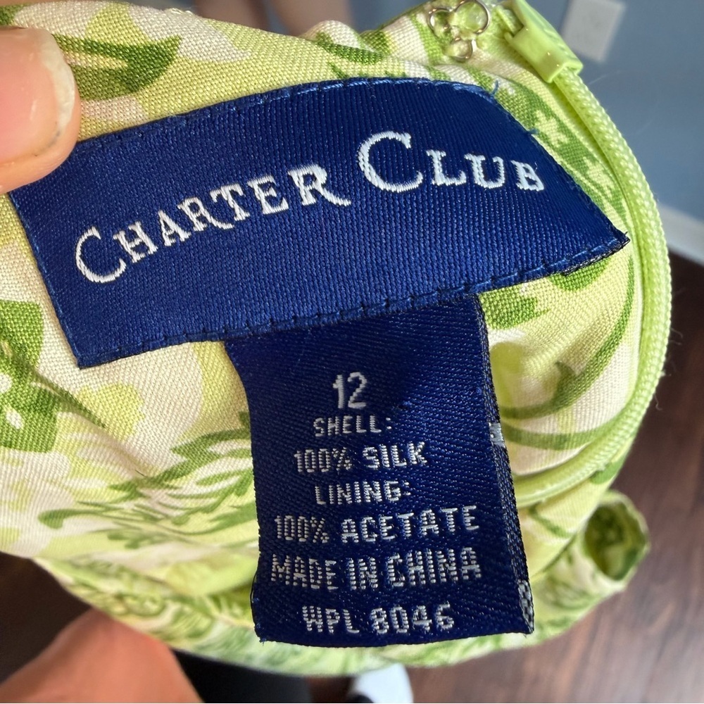 Charter Club Lime Green Silk Shift Dress Floral Print - Picture 9 of 9